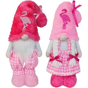 Flamingo Gnomes, Summer Gnomes Decor, Beach Tropical Decor Tomte Plush Handmade Scandinavian Nisse Elf Dwarf Home Household Farmhouse Kitchen Tiered Tray Decorations in Kuwait