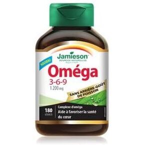 Jamieson Omega 3-6-9 1200mg, No Fishy Aftertaste, 180 softgels in Kuwait