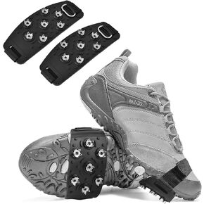 Snow Cleat Covers for Shoes and Boots Snow Grips, Crampons for Hiking Boots, 7 Point Universal Non-Slip Gripper Shoe Spikes Snow Chains,Ice Snow Grips for Ice Fishing Ice Hiking Walking Climbing in Kuwait