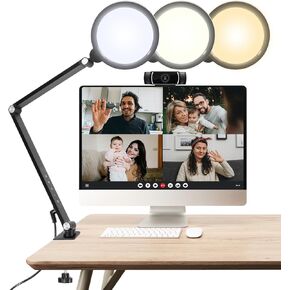 إضاءة لتسجيل الفيديو، 3 درجات حرارة اللون، 10 مستويات سطوع قابلة للتعديل لإضاءة مؤتمرات الفيديو، أدوات تحكم ناعمة الملمس، للتسجيل/الكمبيوتر/الاجتماعات in Kuwait