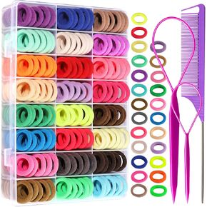 YGDZ 280 PCS Cotton 24 Colors Hair Ties Set with Organizer Box - Seamless Soft Mini Elastics Ponytail Holders and Hair Accessories for Toddlers, Girls, Kids