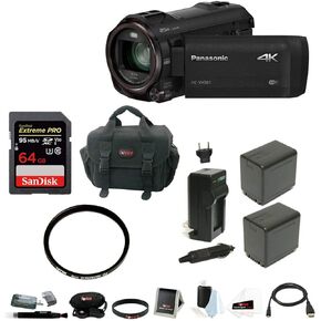مجموعة كاميرا فيديو باناسونيك HC-VX981K 4K فائقة الدقة مع بطارية ومجموعة شاحن، وحقيبة مع ملحقات وأدوات تنظيف، وبطاقة ذاكرة 64 جيجابايت، وفلتر عدسة، وكابل (6 قطع) in Kuwait