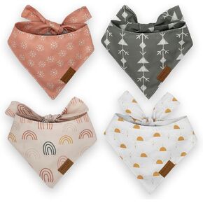 mono living Dog Bandanas 4 Pack | Summer Set | Premium Durable Soft Fabric | Dual Layered | Holiday Travel Girl Boy Unisex Puppy Cat Pet Scarfs | Unique Shape | Adjustable Fit | Small & Large |(Large) in Saudi Arabia