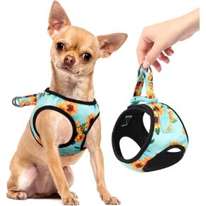 DQGHQME Floral Cat/Dog Harness XXXS Pet Harness, Soft and Breathable Padded Cat/Dog Harness for Extra Small Dogs and House Cats Blue XXXS
