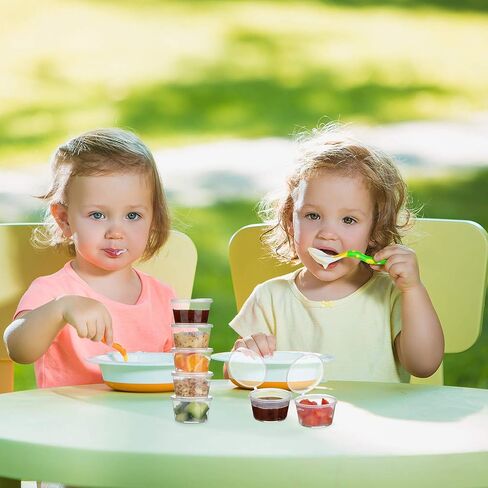 60 قطعة من حاويات تخزين طعام الأطفال الصغار خالية من البيسفينول A ومانعة للتسرب و2 ملصق أبيض لتخزين طعام الأطفال أو الوجبات الخفيفة من لويم in Kuwait