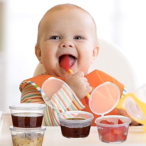 60 قطعة من حاويات تخزين طعام الأطفال الصغار خالية من البيسفينول A ومانعة للتسرب و2 ملصق أبيض لتخزين طعام الأطفال أو الوجبات الخفيفة من لويم in Kuwait