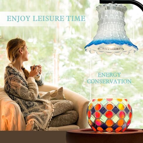 JAMZEL مصباح تدفئة الشموع مع مؤقت، مصابيح شموع كهربائية قابلة للتعتيم، مذيب شموع زجاجي لديكور المنزل كهدية للنساء، متوافق مع شمعة الجرة الصغيرة والكبيرة، يتضمن لمبتين (أسود وأزرق) in Kuwait