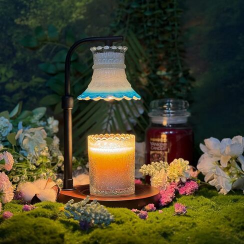 JAMZEL مصباح تدفئة الشموع مع مؤقت، مصابيح شموع كهربائية قابلة للتعتيم، مذيب شموع زجاجي لديكور المنزل كهدية للنساء، متوافق مع شمعة الجرة الصغيرة والكبيرة، يتضمن لمبتين (أسود وأزرق) in Kuwait