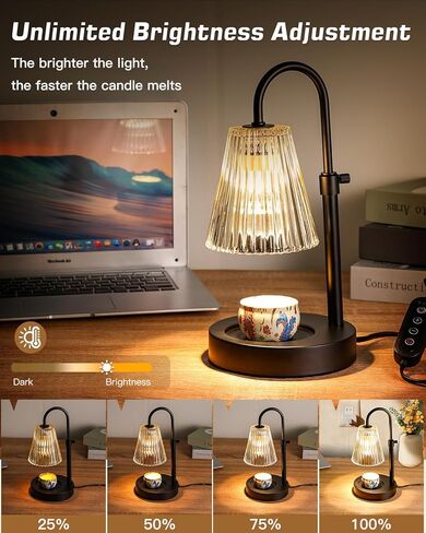 مصباح تدفئة الشموع من أنبرو مع لمبتين، مصباح تدفئة الشموع الكهربائية مع مؤقت، ذوبان الشمع القابل للتعديل للارتفاع للشموع المعطرة، حامل الشموع المعطرة لجميع أحجام شموع الجرة in Kuwait