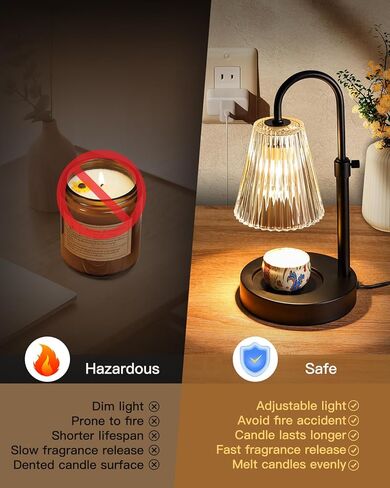 مصباح تدفئة الشموع من أنبرو مع لمبتين، مصباح تدفئة الشموع الكهربائية مع مؤقت، ذوبان الشمع القابل للتعديل للارتفاع للشموع المعطرة، حامل الشموع المعطرة لجميع أحجام شموع الجرة in Kuwait