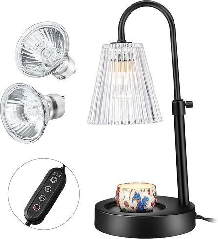 مصباح تدفئة الشموع من أنبرو مع لمبتين، مصباح تدفئة الشموع الكهربائية مع مؤقت، ذوبان الشمع القابل للتعديل للارتفاع للشموع المعطرة، حامل الشموع المعطرة لجميع أحجام شموع الجرة in Kuwait