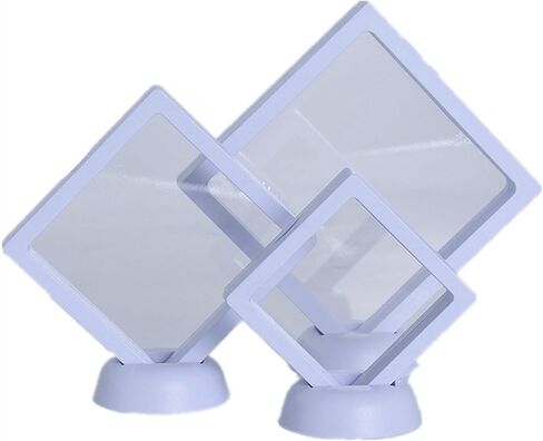 يو-ان حافظة عرض عائمة ثلاثية الابعاد من كيكيب 6 قطع، حامل عرض العملات المعدنية باطار تعليق لميداليات ايه ايه للمجوهرات ورقائق التحدي (ابيض) in Kuwait