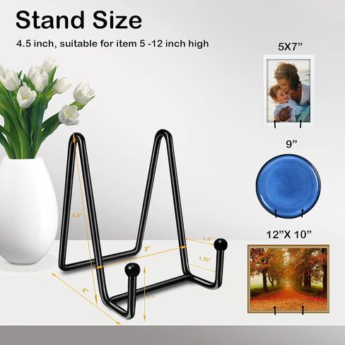 Nizdyzy 3 عبوات من حوامل عرض الأطباق، حاملات إطار معدني أسود، رف عرض 4.5 بوصة لعرض الصور المؤطرة والشهادة والكتاب ولوحة الزخرفة والصور والتقويمات والأعمال الفنية in Kuwait
