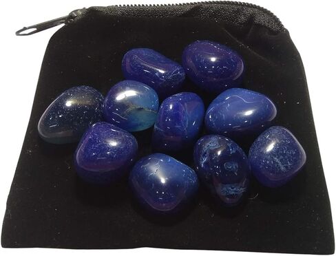 WholesaleGemShop - 100 gm. Blue Onyx Tumbled Stones, Metaphysical Healing, Chakra Stone, Reiki, Gift in Kuwait