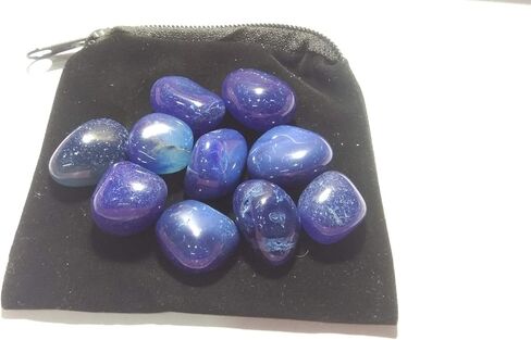 WholesaleGemShop - 100 gm. Blue Onyx Tumbled Stones, Metaphysical Healing, Chakra Stone, Reiki, Gift in Kuwait