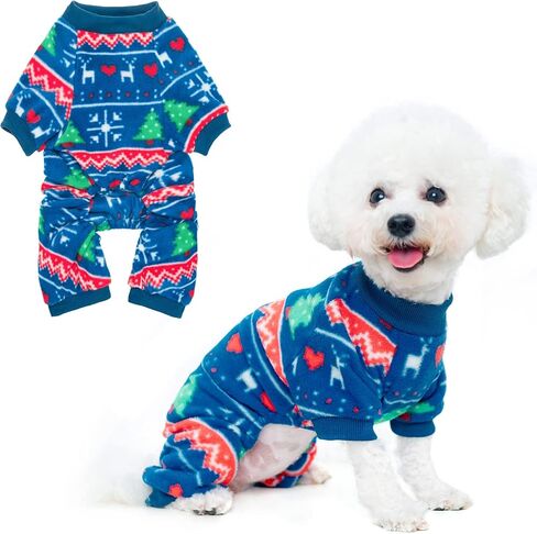 بيجامة عيد الميلاد للكلاب من BINGPET - سترة عيد الميلاد للكلاب - ملابس الحيوانات الأليفة الشتوية زي الكلب هوديي بيجامة صوف دافئة للكلاب الصغيرة والمتوسطة والكبيرة in Kuwait