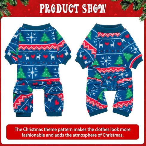 بيجامة عيد الميلاد للكلاب من BINGPET - سترة عيد الميلاد للكلاب - ملابس الحيوانات الأليفة الشتوية زي الكلب هوديي بيجامة صوف دافئة للكلاب الصغيرة والمتوسطة والكبيرة in Kuwait