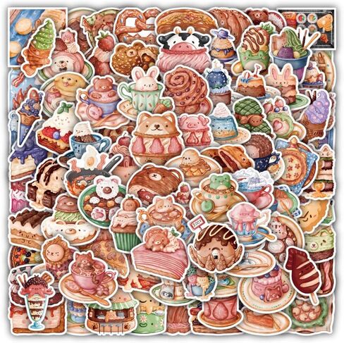 100 قطعة من الملصقات الجمالية الأنيقة المصنوعة من الفينيل للطعام اللطيف، وثلاجة الكمبيوتر المحمول، والجيتار، وزجاجة المياه، وخوذة الأمتعة، ومقاومة للماء، ملصقات زخرفية متينة للأطفال والمراهقين والبالغين (الطعام) in Kuwait