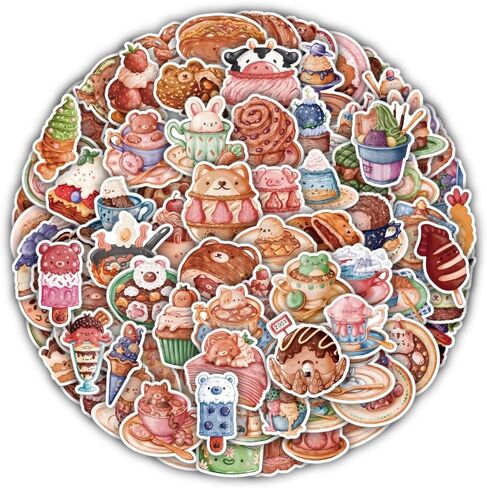 100 قطعة من الملصقات الجمالية الأنيقة المصنوعة من الفينيل للطعام اللطيف، وثلاجة الكمبيوتر المحمول، والجيتار، وزجاجة المياه، وخوذة الأمتعة، ومقاومة للماء، ملصقات زخرفية متينة للأطفال والمراهقين والبالغين (الطعام) in Kuwait