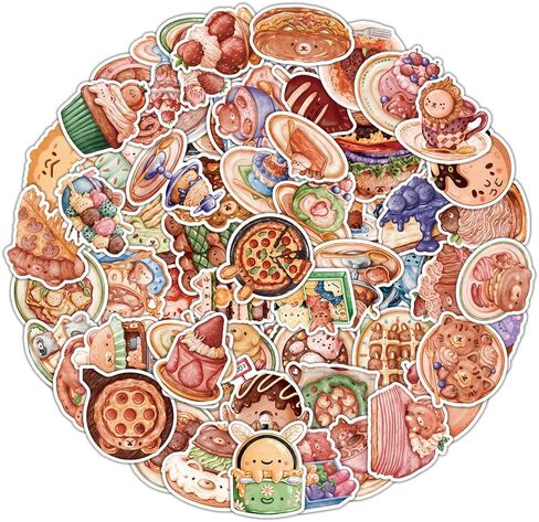 100 قطعة من الملصقات الجمالية الأنيقة المصنوعة من الفينيل للطعام اللطيف، وثلاجة الكمبيوتر المحمول، والجيتار، وزجاجة المياه، وخوذة الأمتعة، ومقاومة للماء، ملصقات زخرفية متينة للأطفال والمراهقين والبالغين (الطعام) in Kuwait