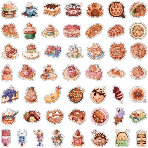 100 قطعة من الملصقات الجمالية الأنيقة المصنوعة من الفينيل للطعام اللطيف، وثلاجة الكمبيوتر المحمول، والجيتار، وزجاجة المياه، وخوذة الأمتعة، ومقاومة للماء، ملصقات زخرفية متينة للأطفال والمراهقين والبالغين (الطعام) in Kuwait