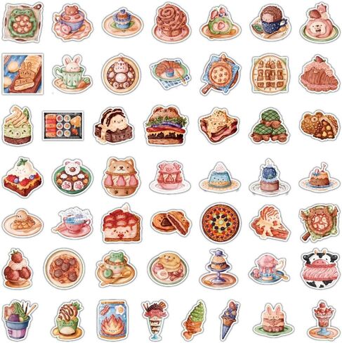 100 قطعة من الملصقات الجمالية الأنيقة المصنوعة من الفينيل للطعام اللطيف، وثلاجة الكمبيوتر المحمول، والجيتار، وزجاجة المياه، وخوذة الأمتعة، ومقاومة للماء، ملصقات زخرفية متينة للأطفال والمراهقين والبالغين (الطعام) in Kuwait