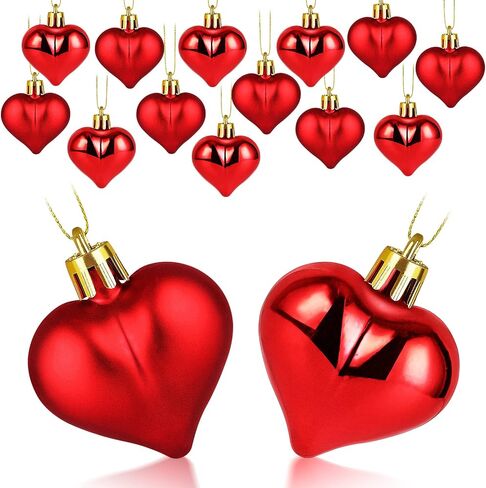 Liitrton 15 PCS Heart Shaped Decorations for Christmas Tree Party Decor Valentine's Day Hanging Ornaments (Red) in Saudi Arabia