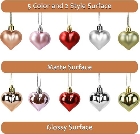 Liitrton 15 PCS Heart Shaped Decorations for Christmas Tree Party Decor Valentine's Day Hanging Ornaments (Red) in Saudi Arabia