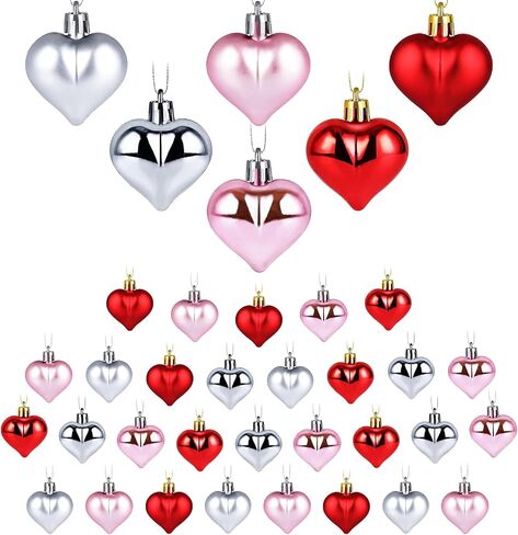 Liitrton 15 PCS Heart Shaped Decorations for Christmas Tree Party Decor Valentine's Day Hanging Ornaments (Red) in Saudi Arabia