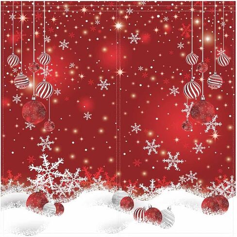Funnytree Red Christmas Window Curtain Kids Winter Xmas Glitter Bokeh Print Curtains Home Decor Rod Pocket Darkening Blackout Drapes for Bedroom Living Room 82 in x 84 in in Saudi Arabia
