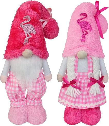 Flamingo Gnomes, Summer Gnomes Decor, Beach Tropical Decor Tomte Plush Handmade Scandinavian Nisse Elf Dwarf Home Household Farmhouse Kitchen Tiered Tray Decorations in Kuwait