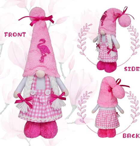 Flamingo Gnomes, Summer Gnomes Decor, Beach Tropical Decor Tomte Plush Handmade Scandinavian Nisse Elf Dwarf Home Household Farmhouse Kitchen Tiered Tray Decorations in Kuwait