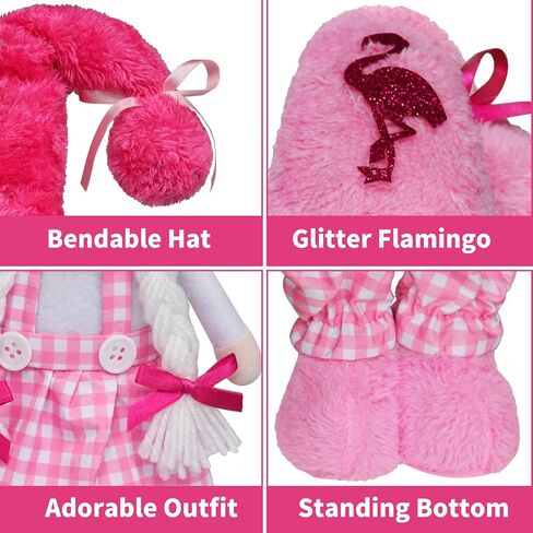 Flamingo Gnomes, Summer Gnomes Decor, Beach Tropical Decor Tomte Plush Handmade Scandinavian Nisse Elf Dwarf Home Household Farmhouse Kitchen Tiered Tray Decorations in Kuwait