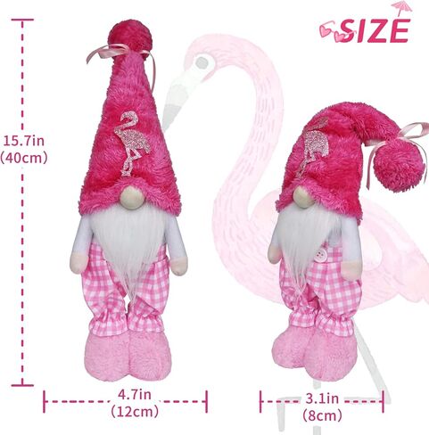 Flamingo Gnomes, Summer Gnomes Decor, Beach Tropical Decor Tomte Plush Handmade Scandinavian Nisse Elf Dwarf Home Household Farmhouse Kitchen Tiered Tray Decorations in Kuwait