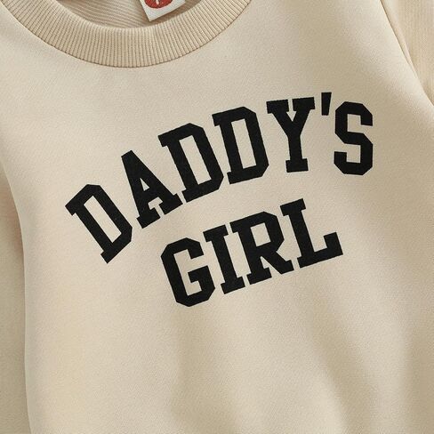 ملابس YINGISFITM للأطفال الصغار والبنات، سويت شيرت مطبوع عليه Daddys Girls، سروال رياضي طويل للخريف والشتاء، مجموعة ملابس رياضية in Kuwait