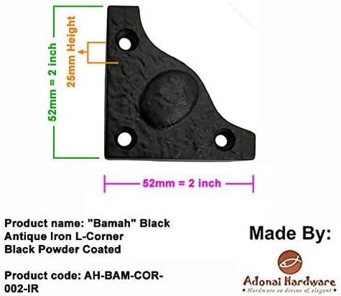 Adonai Hardware "Bamah" Vintage Black Antique Cast Iron Retro L-Corner Edge Cover Protector for Safety Guard, Furniture, Cabinets, Tables, Wooden Jewelry Box, Chest, Trunks, Corner Protection in Saudi Arabia