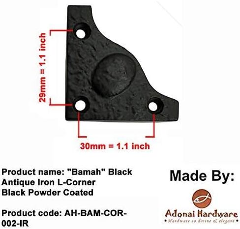 Adonai Hardware "Bamah" Vintage Black Antique Cast Iron Retro L-Corner Edge Cover Protector for Safety Guard, Furniture, Cabinets, Tables, Wooden Jewelry Box, Chest, Trunks, Corner Protection in Saudi Arabia