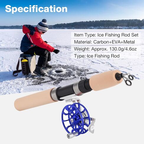 VGEBY Ice Fishing Rod Set, Portable Lightweight Winter Ice Fishing Telescopic Rod FD50 Reel Kit, All‑Metal Fishing Pole Reel Combo Tackle Accessory in Kuwait