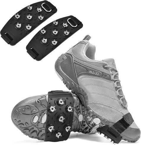 Snow Cleat Covers for Shoes and Boots Snow Grips, Crampons for Hiking Boots, 7 Point Universal Non-Slip Gripper Shoe Spikes Snow Chains,Ice Snow Grips for Ice Fishing Ice Hiking Walking Climbing in Kuwait