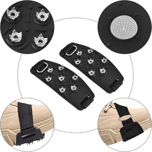 Snow Cleat Covers for Shoes and Boots Snow Grips, Crampons for Hiking Boots, 7 Point Universal Non-Slip Gripper Shoe Spikes Snow Chains,Ice Snow Grips for Ice Fishing Ice Hiking Walking Climbing in Kuwait