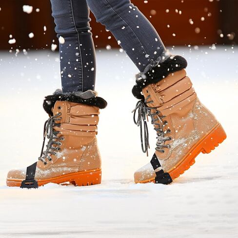 Snow Cleat Covers for Shoes and Boots Snow Grips, Crampons for Hiking Boots, 7 Point Universal Non-Slip Gripper Shoe Spikes Snow Chains,Ice Snow Grips for Ice Fishing Ice Hiking Walking Climbing in Kuwait