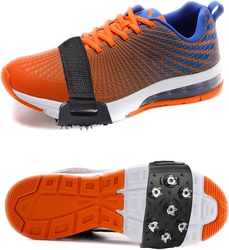 Snow Cleat Covers for Shoes and Boots Snow Grips, Crampons for Hiking Boots, 7 Point Universal Non-Slip Gripper Shoe Spikes Snow Chains,Ice Snow Grips for Ice Fishing Ice Hiking Walking Climbing in Kuwait