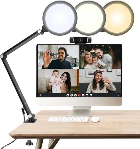 إضاءة لتسجيل الفيديو، 3 درجات حرارة اللون، 10 مستويات سطوع قابلة للتعديل لإضاءة مؤتمرات الفيديو، أدوات تحكم ناعمة الملمس، للتسجيل/الكمبيوتر/الاجتماعات in Kuwait