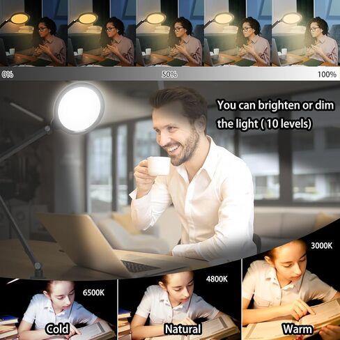 إضاءة لتسجيل الفيديو، 3 درجات حرارة اللون، 10 مستويات سطوع قابلة للتعديل لإضاءة مؤتمرات الفيديو، أدوات تحكم ناعمة الملمس، للتسجيل/الكمبيوتر/الاجتماعات in Kuwait