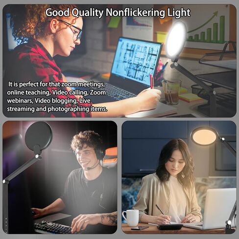 إضاءة لتسجيل الفيديو، 3 درجات حرارة اللون، 10 مستويات سطوع قابلة للتعديل لإضاءة مؤتمرات الفيديو، أدوات تحكم ناعمة الملمس، للتسجيل/الكمبيوتر/الاجتماعات in Kuwait