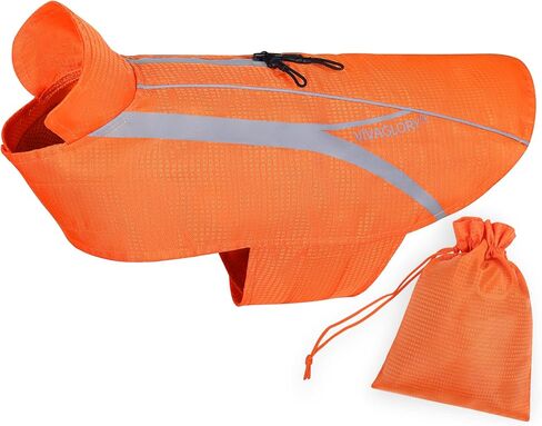 VIVAGLORY سترات أمان للكلاب، سترات مقاومة للماء للكلاب، معاطف عاكسة وخفيفة الوزن، أخضر فلوري X-Large in Kuwait