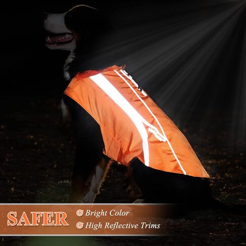 VIVAGLORY سترات أمان للكلاب، سترات مقاومة للماء للكلاب، معاطف عاكسة وخفيفة الوزن، أخضر فلوري X-Large in Kuwait