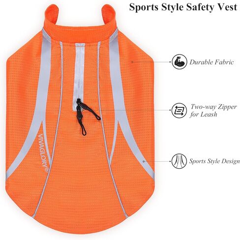 VIVAGLORY سترات أمان للكلاب، سترات مقاومة للماء للكلاب، معاطف عاكسة وخفيفة الوزن، أخضر فلوري X-Large in Kuwait