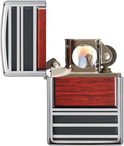 Zippo Wood Grain High Polish Chrome Pipe Pocket Lighter, One Size, Model Number: 28676 in Saudi Arabia