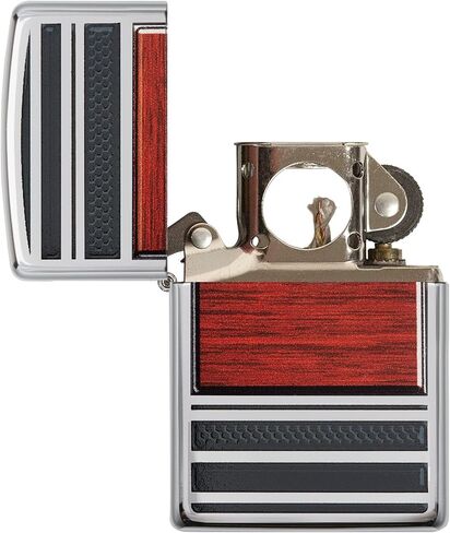 Zippo Wood Grain High Polish Chrome Pipe Pocket Lighter, One Size, Model Number: 28676 in Saudi Arabia